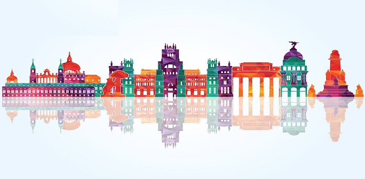 Madrid detailed skylines. vector illustration